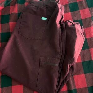 Figs Burgundy Scrub Pants